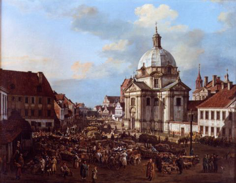 Bernardo Bellotto New Town Market Square with St. Kazimierz Church.